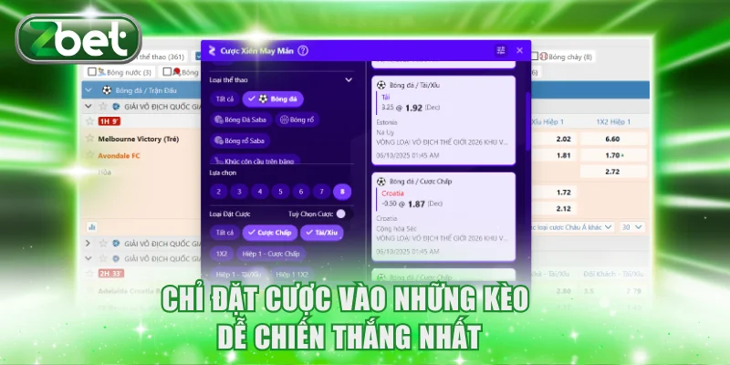 Chỉ đặt cược vào những kèo dễ chiến thắng nhất